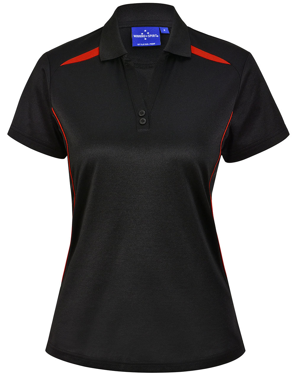 Ladies' Sustainable Poly/Cotton Contrast S/S Polo - Black/Red