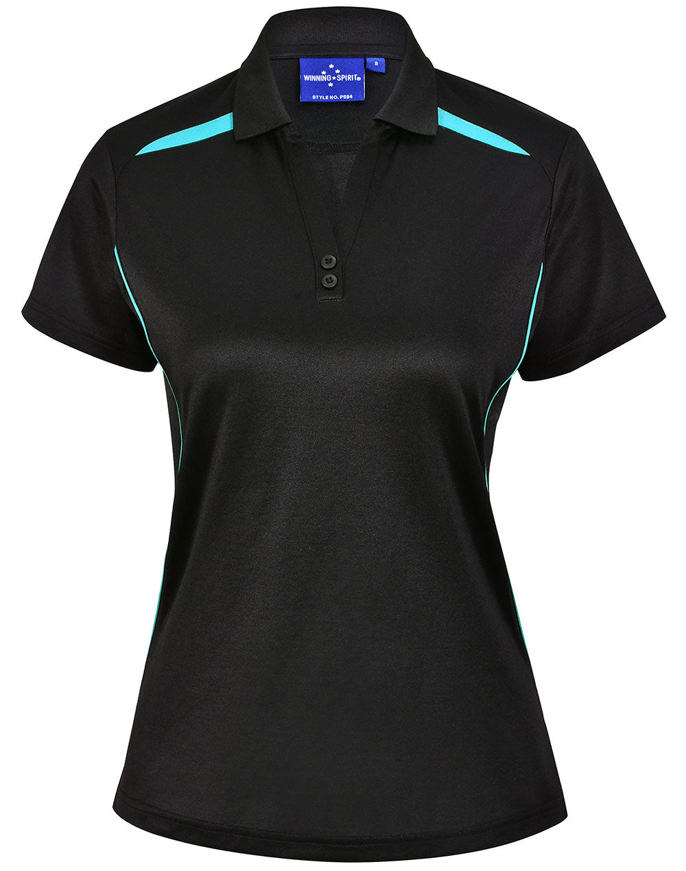 Ladies' Sustainable Poly/Cotton Contrast S/S Polo - Black/Teal