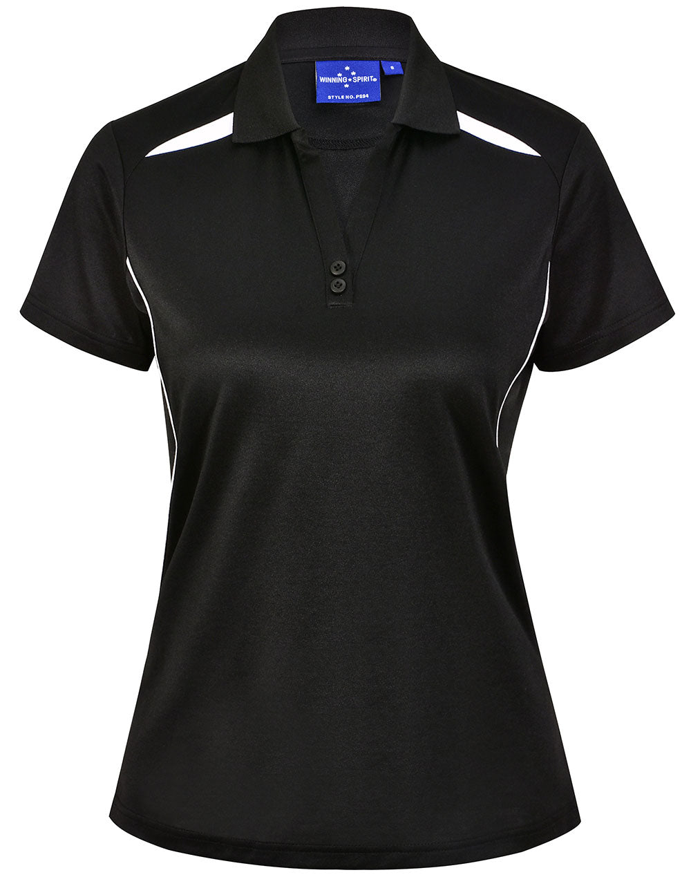 Ladies' Sustainable Poly/Cotton Contrast S/S Polo - Black/White