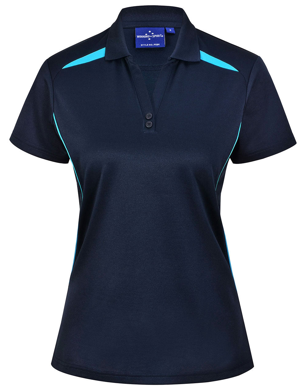 Ladies' Sustainable Poly/Cotton Contrast S/S Polo - Navy/Aqua Blue