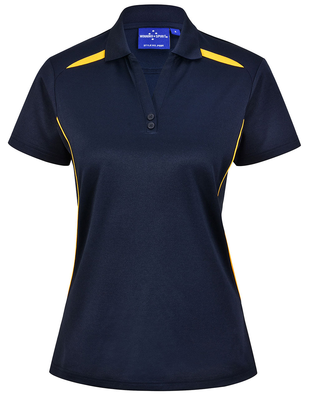 Ladies' Sustainable Poly/Cotton Contrast S/S Polo - Navy/Gold