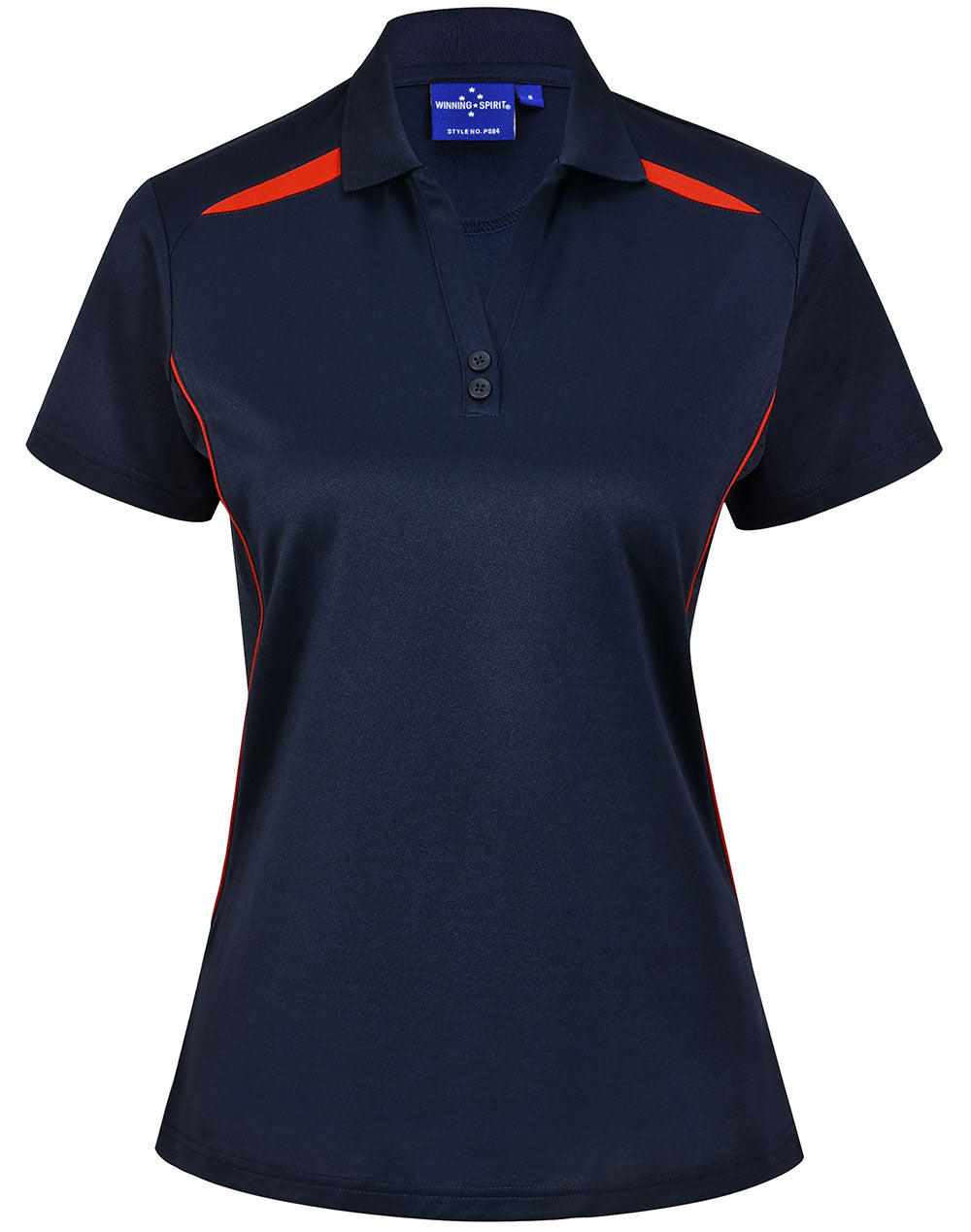 Ladies' Sustainable Poly/Cotton Contrast S/S Polo - Navy/Red