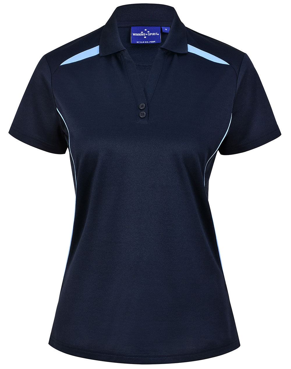 Ladies' Sustainable Poly/Cotton Contrast S/S Polo - Navy/Skyblue
