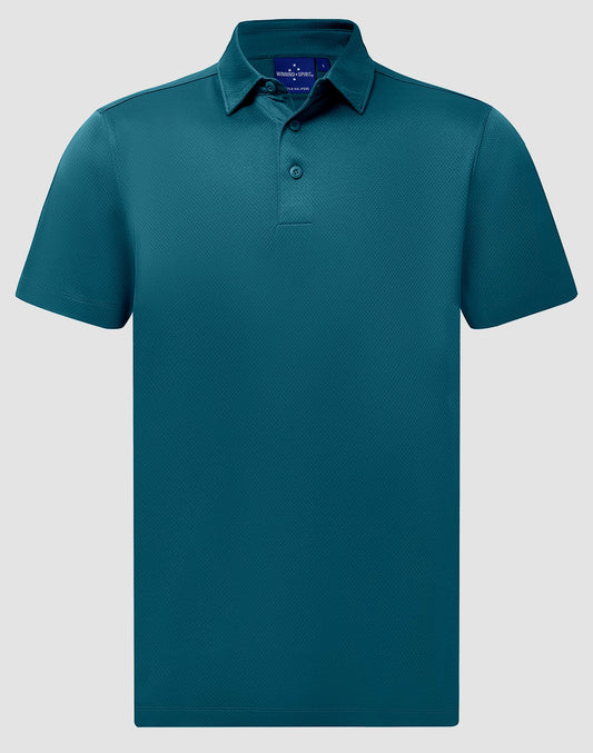 Men's Sustainable Jacquard Knit S/S Polo - Atlantic