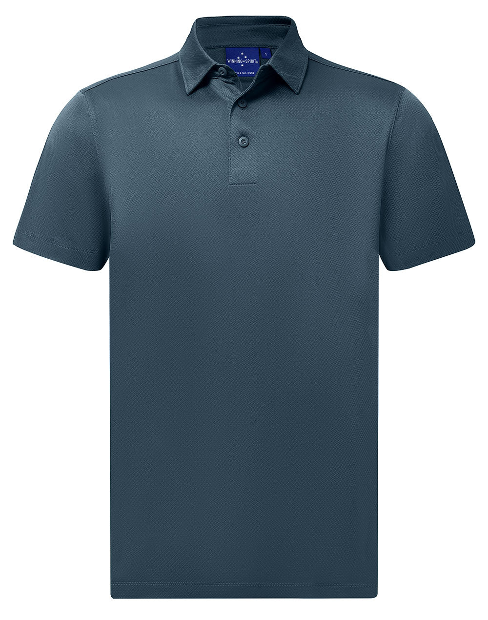Men's Sustainable Jacquard Knit S/S Polo - Slate Blue