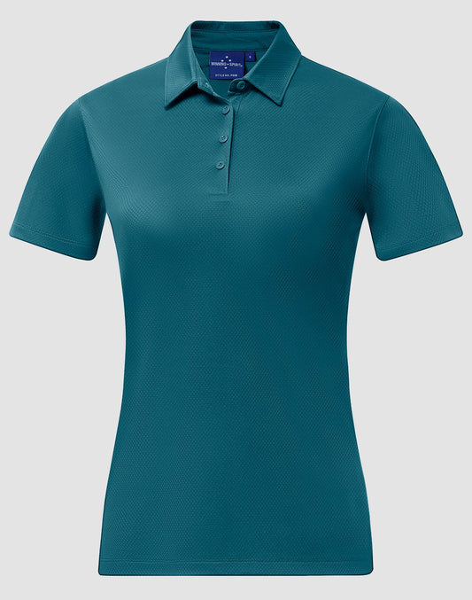 Ladies' Sustainable Jacquard Knit S/S Polo - Atlantic